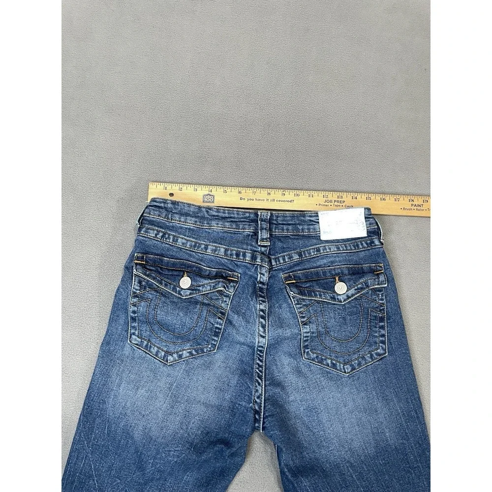 True Religion Becca Jeans Womens Sz 34 (30x30) Mid Rise Boot Cut Flap Pockets